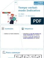 Tempo Verbal: Modo Indicativo: 6 ANO Aula 2 - 3 Bimestre