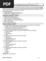 Honors Chem 1st Semester Exam Study Guide Fall 2010