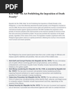 R.A. 9346 "An Act Prohibiting The Imposition of Death Penalty"