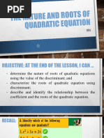 Lesson 1 2 The Nature and Roots of Quadratic Equation Discriminant