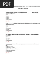 Central Bank of India PO Exam Paper 2010 Computer Knowledge