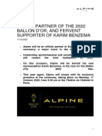 Alpine Partner of The 2022 Ballon Dor and Fervent Supporter of Karim Benzema Â