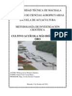 Cultivo Acuícola Mas Idóneo en La Provincia de El Oro