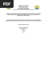 Reasons and Effects of Sleep Deprivation On The Cognitive and Academic Performance of Seinoir High School Students at Nagpayong High School 1