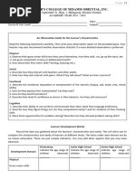 Facilities and Classroom Observation Form