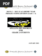 Spelling Bee Booklet For Grade 2 Students