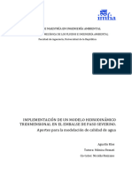 Implementación de Un Modelo Hidrodinámico Tridimensional en El Embalse de Paso Severino. Aportes para La Modelación de Calidad de Agua