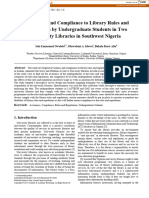 Awareness and Compliance To Library Rules and Regulations by Undergraduate Students in Two University Libraries in Southwest Nigeria