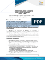 Guia de Actividades y Rúbrica de Evaluación - Unidad 2 - Tarea 3 - Productos de Transformación en Plástico