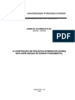 Projeto A Construção de Projetos Interdisciplinares Nos Anos Iniciais Do Ensino Fundamental - Pedagogia U