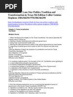 Lone Star Politics Tradition and Transformation in Texas 5th Edition Collier Galatas Stephens Test Bank 1506346294 9781506346298