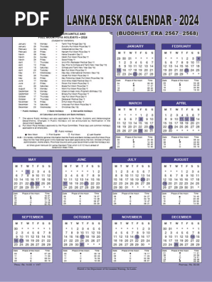 2024 Calendar With Government Holidays Sri Lanka - Briny Merralee