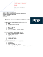 Estructura Del Examen I de Primera Evaluación BACH - Literatura Edad Media