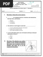 Revision Worksheet For Science Quiz 2 Grade 4