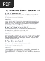 Top 20 Journalist Interview Questions and