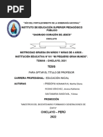 Tesis - Motrie 4 Años - Institución Educativa N°181 "Mi Pequeño Gran Mundo". Túman - Chiclayo