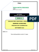 English Fal P1 September 2023 Grade 12 - Memo - Final