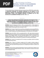 Modified Guidelines in The Conduct of The Mandatory Trainings For Sangguniang Kabataan Officials and Local Youth Development Council (Lydc) Members