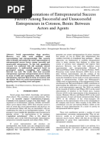 Social Representations of Entrepreneurial Success Factors Among Successful and Unsuccessful Entrepreneurs in Cotonou, Benin: Between Actors and Agents