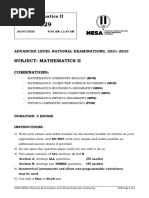 2022 Mathematics II MCB MCE MEG MPC MPG PCM