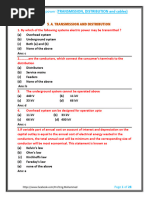 MCQ Electrical TRANSMISSION DISTRIBUTION and Cables