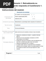 Examen - (AAB01) Cuestionario 1 - Retroalimenta Su Aprendizaje Dando Respuesta Al Cuestionario 1 - 10de10