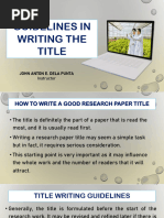 Research Writing Guidelines