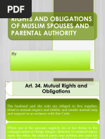 Rights & Obligations of Muslim Spouses & Parental Authority