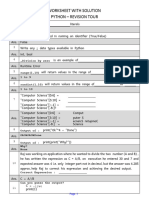 Worksheet With Solution Python - Revision Tour: Range (1,10)