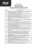 MD Pathology - Plan of Thesis (Year 2017)