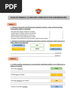 Ficha de Trabajo 5 La Oracion Compuesta Por Subordinacion