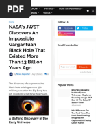 NASA's JWST Discovers An Impossible Gargantuan Black Hole That Existed More Than 13 Billion Years Ago