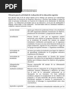 Glosario para La Actividad de Evaluación de La Educación Superior