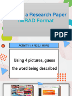 Parts of A Research Paper - IMRAD Format