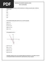 Exercícios de Geometria Analítica Retas