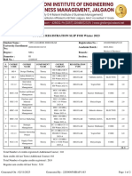 Course Registration Slip of Student