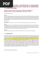 Orígenes, Evolución Y Contextos de La Tecnología Textil: La Producción Del Tejido en La Prehistoria Y La Protohistoria