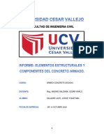 Informe 1 ELEMENTOS ESTRUCTURALES Y COMPONENTES DEL CONCRETO ARMADO.