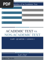 Lesson 2 - Academic Text Vs Non-Academic Text