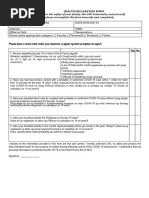 Health Declaration Form