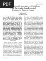 Effect of Financial Innovation On Credit Risk (Non - Performing Loan Ratios) of Commercial Banks in Kenya