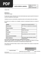 Carta Oferta Laboral MERCADO LIBRE