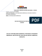 Faculdade de Tecnologia E Ciências Sociais Aplicadas - Fatecs Curso: Ciências Contábeis Linha de Pesquisa: Contabilidade Gerencial Aplicada À Micro E