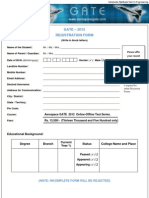 GATE - 2012 Registration Form: Mr. / Ms. / Mrs. Mr. / Mrs