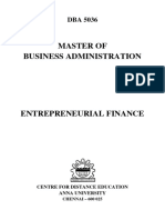 DBA 5036 - Entrepreniual Finance