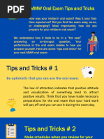 MMW Oral Exam Tips and Tricks