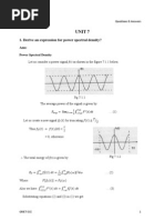 Unit 7: 1. Derive An Expression For Power Spectral Density? Ans