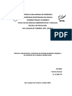 Técnicas, Intervenciones y Protocolos de Abordaje Terapéutico Dirigidas A Los Trastornos de La Adultez y Adultez Mayor, Ensayo