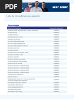 Lista de Procedimentos e Serviços: Odontologia