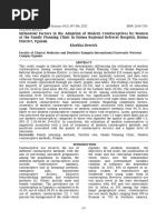 Influential Factors in The Adoption of Modern Contraceptives by Women at The Family Planning Clinic in Hoima Regional Referral Hospital, Hoima District, Uganda